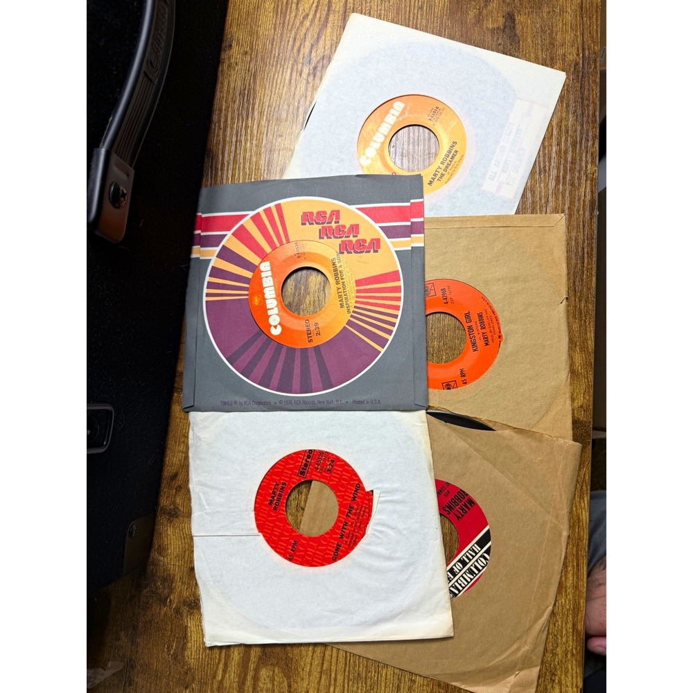 Lot of 5 vintage Marty Robbins 45 rpm vinyl records, 10 songs (x)